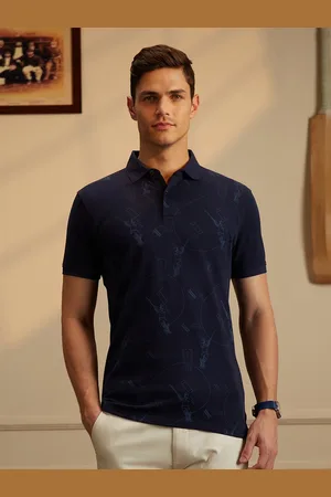Peter England Conversational Printed Polo Collar Slim Fit Cricket Inspired T-shirt