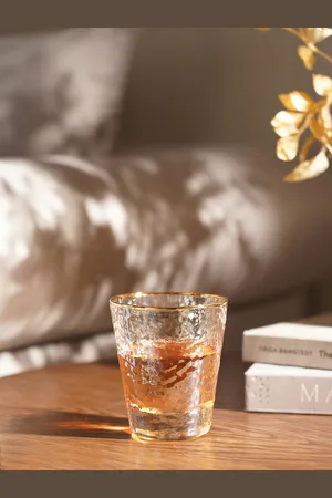 Pure Home and Living Brown 2-Pieces Hammered Glass Drinking Set