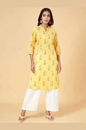 Pantaloons Floral Printed Mandarin Collar Cotton Kurta