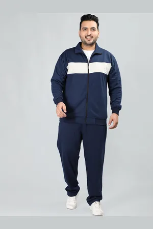 CHKOKKO Plus Size Colourblocked Mock Collar Long Sleeves Cotton Sports Tracksuit