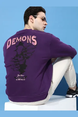 Difference of Opinion Men Typographic Printed Oversized Fleece Sweatshirt