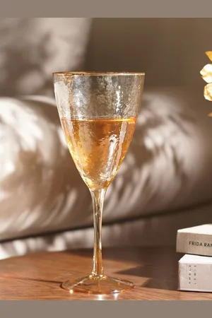 Pure Home and Living Brown 2-Pieces Textured Hammered Wine Glass