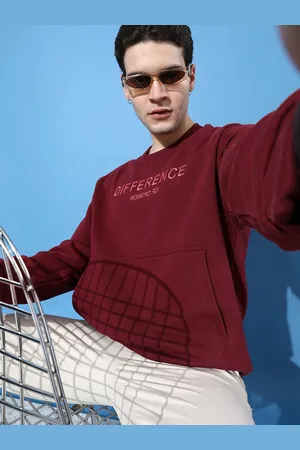 Difference of Opinion Men Embroidered Oversized Fleece Sweatshirt