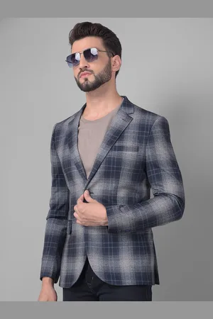 Crimsoune Club Checked Slim-Fit Single Breasted Blazer