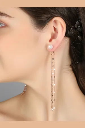 Adwitiya Collection Rose Gold-Plated Classic Drop Earrings