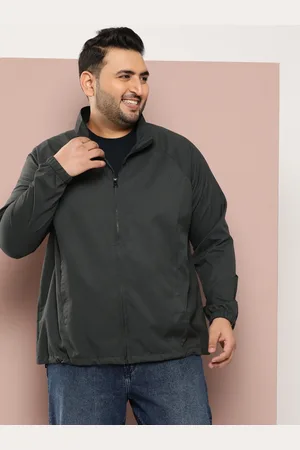 Sztori Men Plus Size Geometric Outdoor Sporty Jacket