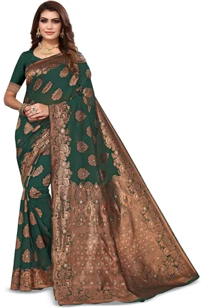 Varanga Green Motifs Woven Design Zari Art Silk Banarasi Saree