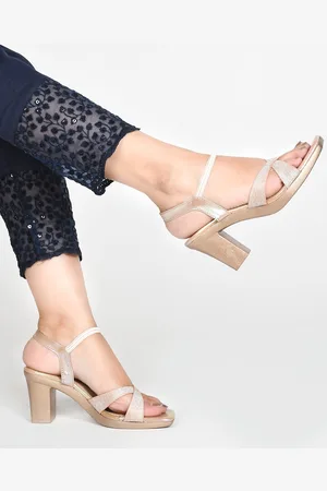 JM Looks Embellished Open Toe Platform Heels