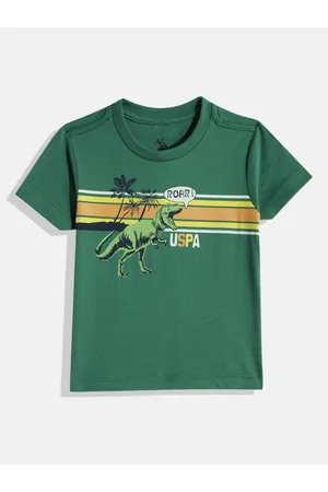 Ralph Lauren Boys Green Striped Pure Cotton T-shirt