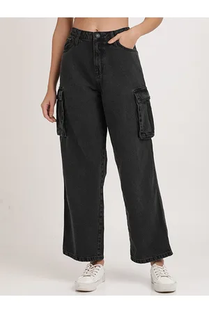 Bene Kleed Women Relaxed Fit High-Rise Clean Look Pure Cotton Cargo Jeans