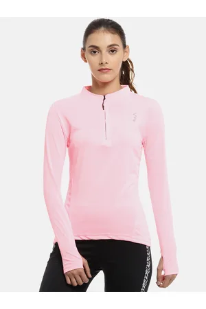 Campus Women Pink Solid High Neck T-shirt