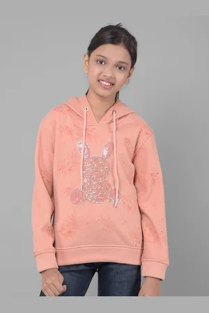 Crimsoune Club Girls Graphic Printed Hooded Sweatshirt