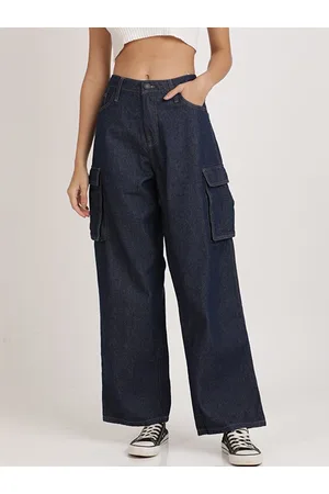 Bene Kleed Women Relaxed Fit High-Rise Clean Look Pure Cotton Cargo Jeans