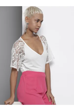 Dorothy Perkins Lace Sleeve V-Neck Top