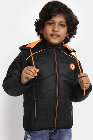 V-Mart Boys Colourblocked Hooded Cotton Padded Jacket with Patchwork