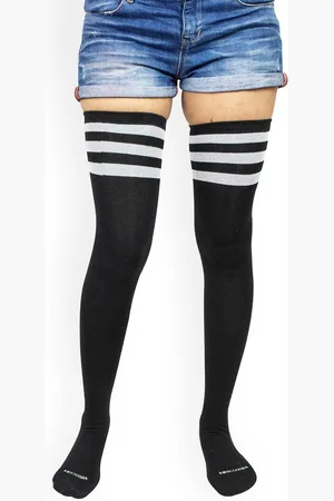 BAESD Striped Cotton Thigh-High Stockings