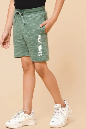 Alan Jones Boys Green Printed Outdoor Shorts