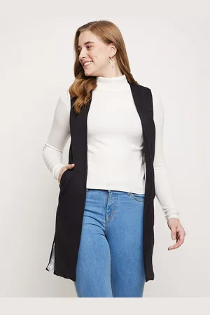BRINN Women Sleeveless Longline Open Front Shrug