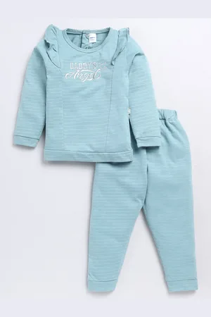 Moms Love Girls Typography Embroidered Long Sleeves Top With Striped Trousers