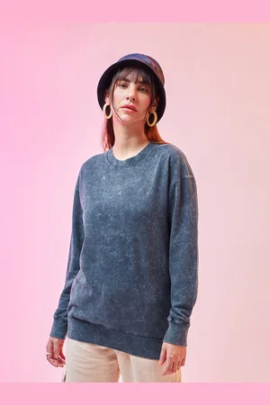 Bewakoof Blue Cotton Oversized Sweatshirt