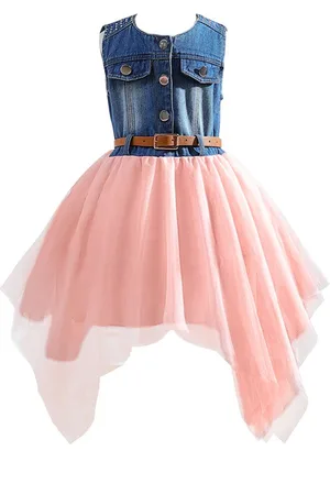 Stylecast Girls Pink Asymmetric Cotton Fit and Flare Midi Dress