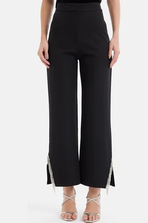 Kazo Women Black Relaxed Trousers