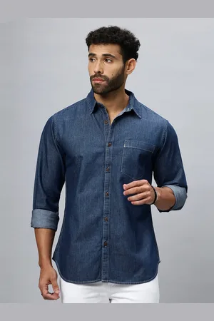 The Roadster Life Co. Modern Spread Collar Pocket Cotton Denim Casual Shirt