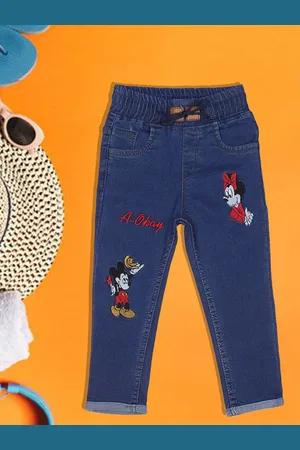 A-Okay Girls Clean Look Embroidered Slim Fit Cotton Denim Jeans