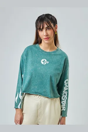 Bewakoof Graphic Printed Extended Sleeves Oversized Cotton Crop Top