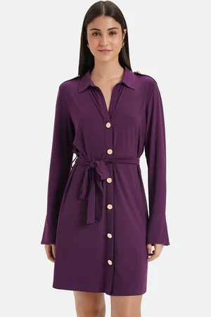 Kazo Shirt Collar Tie Up Shirt Dress