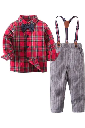 Stylecast Boys Red & Grey Checked Shirt With Trousers