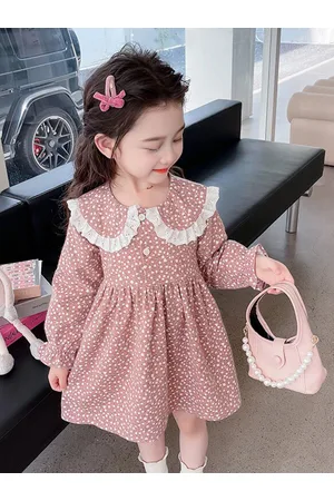 Stylecast Girls Pink Floral Printed Cotton Peter Pan Collar Fit & Flare Mini Dress