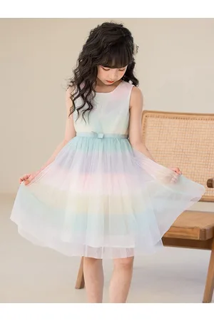 Stylecast Girls White Colourblocked Cotton Fit and Flare Midi Dress