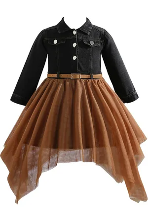 Stylecast Girls Shirt Collar Denim Balloon Midi Dress