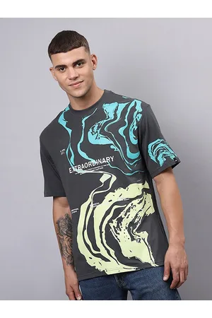 Bewakoof Abstract Printed Round Neck Cotton Oversized T-shirt