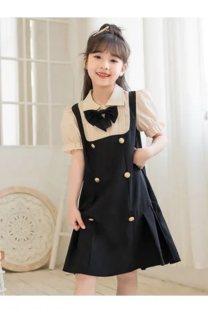 Stylecast Girls Beige Puff Sleeve Bow Detailed Cotton A-Line Midi Dress