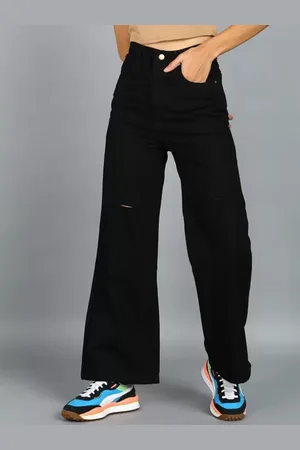 DKGF FASHION Women Bootcut High-Rise Slash Knee Jeans