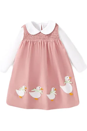 Stylecast Girls Pink Smocked Cotton A-line Midi Dress