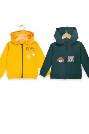 The Mom Store Kids Pack of 2 Graphic Printed Pure Cotton Front Open Sweatshirts