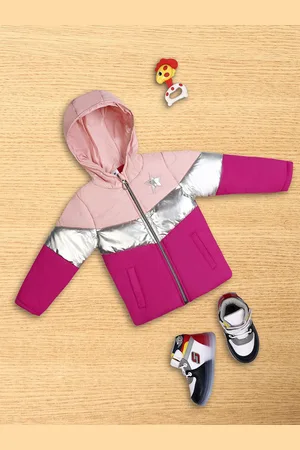 V-Mart Infant Kids Colourblocked Hooded Lightweight Acrylic Padded Jacket