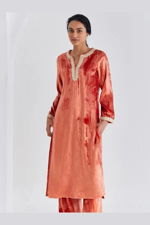 Ancestry Embellished Yoke Design Sequins Detail Velvet Straight Kurta