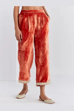 Ancestry Women Velvet Pleated Ethnic Parallel Trouser