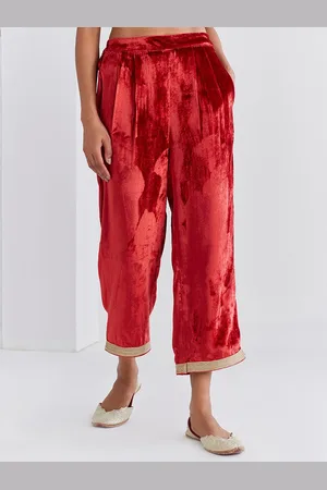 Ancestry Women Velvet Pleated Ethnic Parallel Trouser
