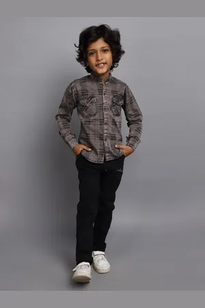 V-Mart Boys Checked Shirt with Trousers