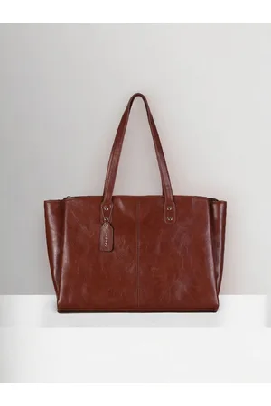 Mast & Harbour Tan Textured Oversized Structured Shoulder Bag