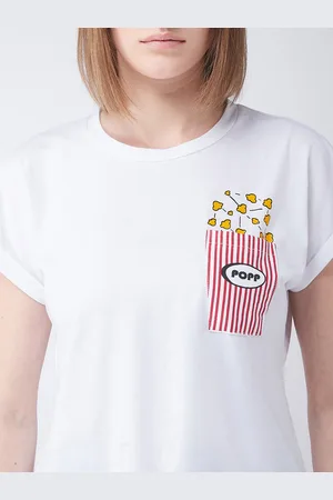 Miss Chase Women White Printed Round Neck Pure Cotton T-shirt