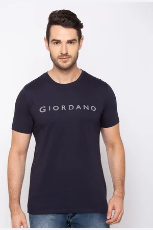 Giordano Men Navy Blue Slim Fit Printed Round Neck T-shirt