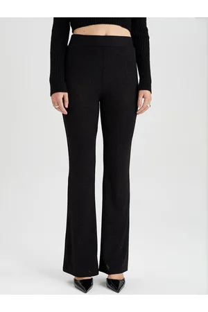 DeFacto Women Mid-Rise Self Designed Bootcut Trousers
