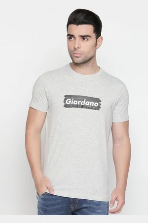 Giordano Men Grey Printed Round Neck Pure Cotton T-shirt