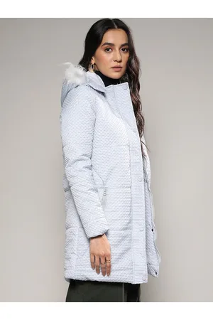 Campus Grey Hooded Windcheater Longline Parka Jacket